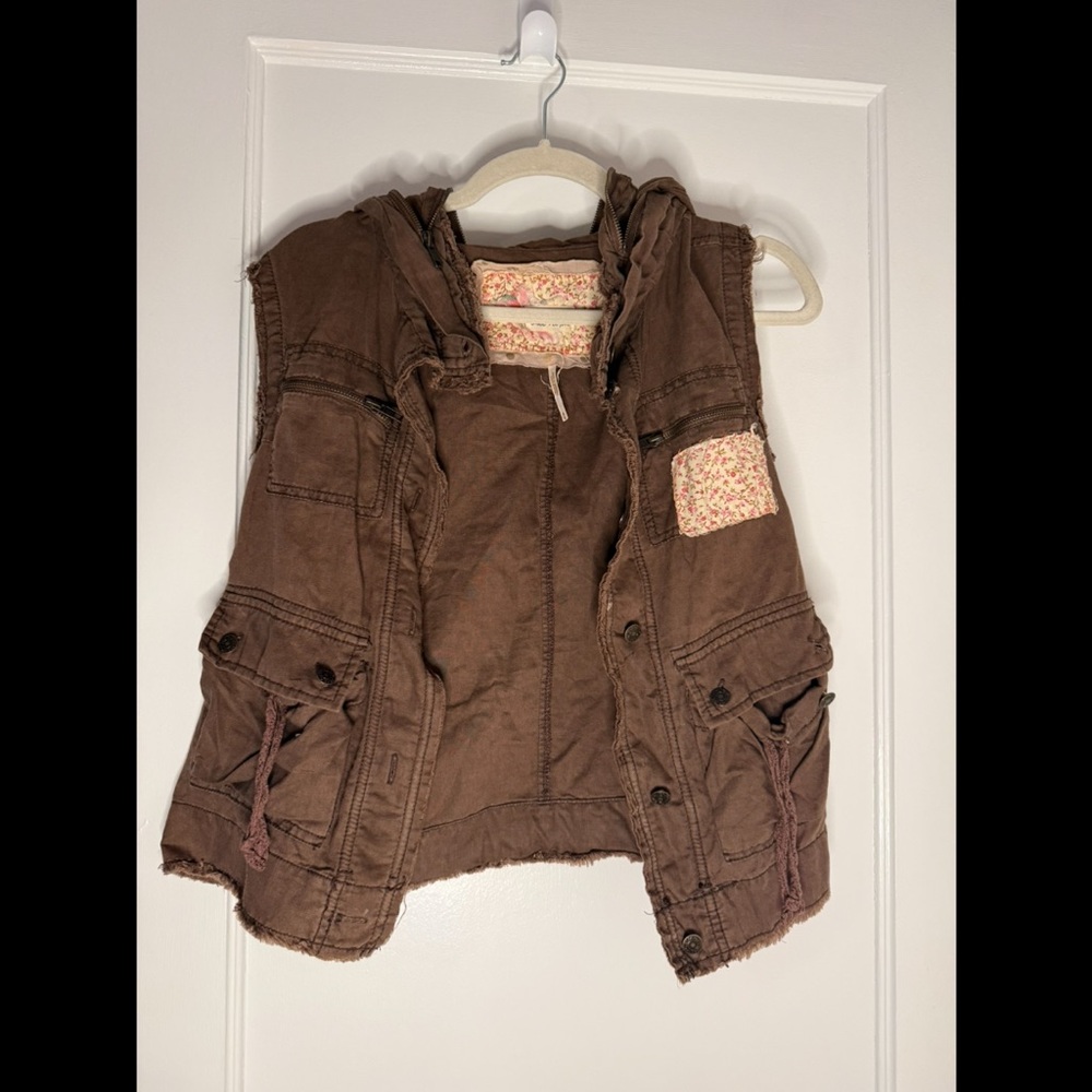 Free People Chocolate Hooded Vest